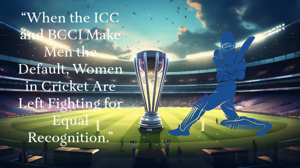 “Why is it called the World Cup for men and the Women’s World Cup for women? A reflection on gender bias in cricket and how language shapes equality in sports.”